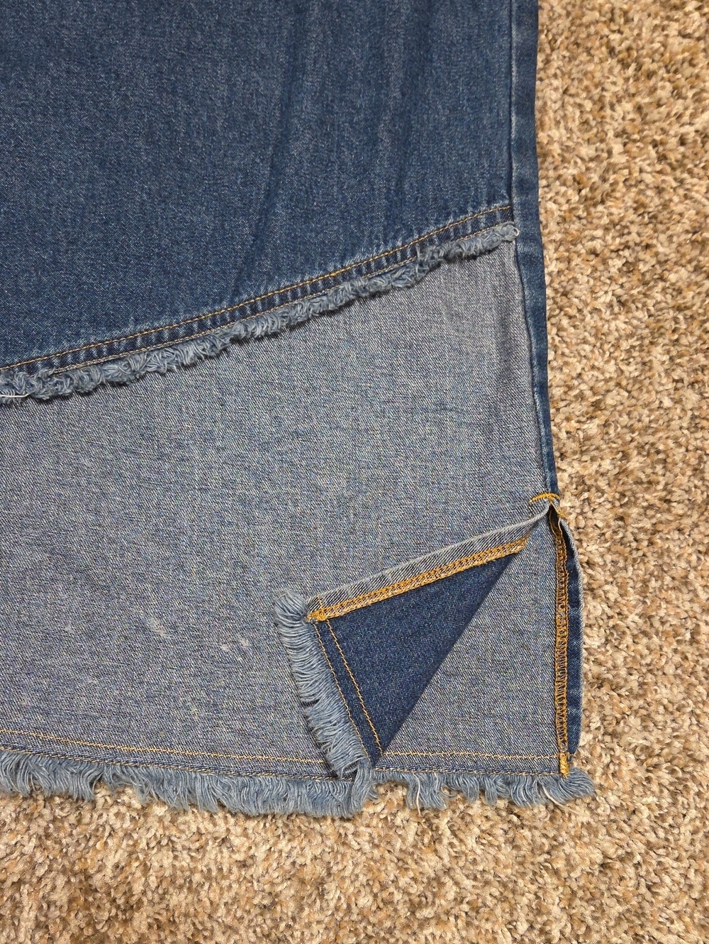 Vintage KYOTO CASUALS 100% Cotton Denim Chevron Patchwork Tank Dress - Blue - Picture 7 of 9
